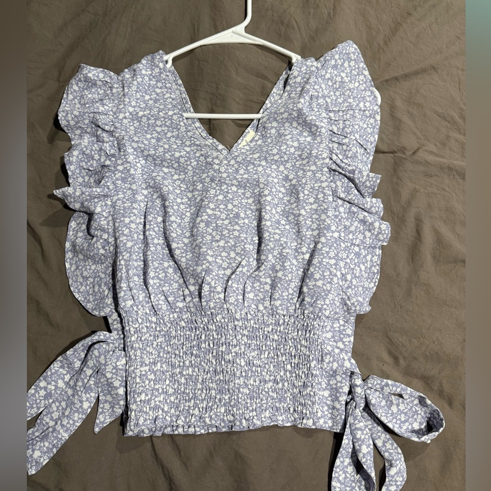 Floral Ruffle Sleeve Top
